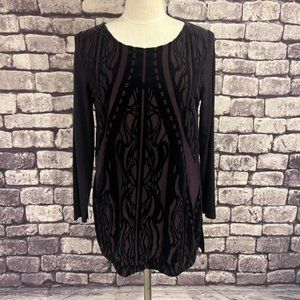 Chico's Purple Velvet Design Long Sleeve Tunic Size Small